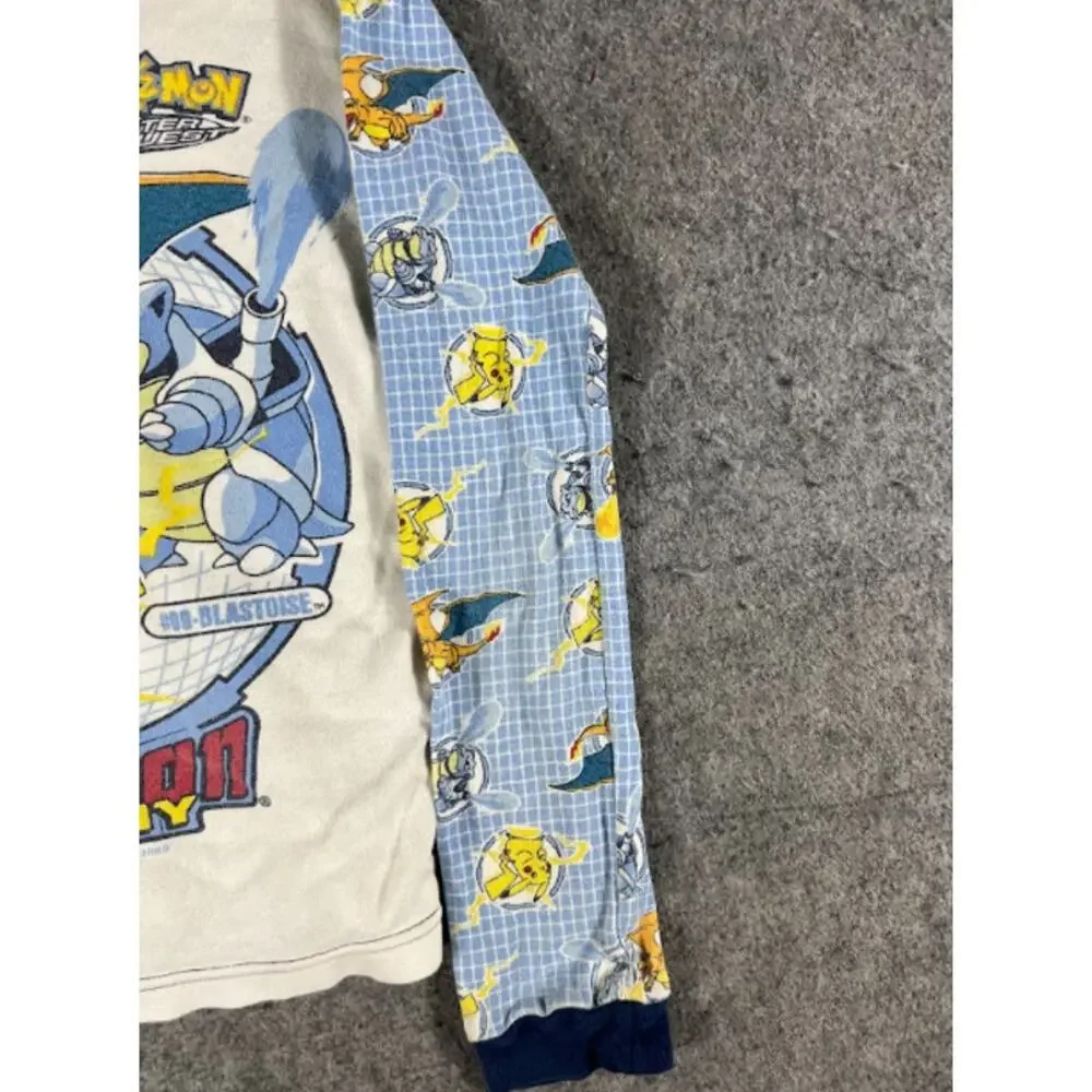 VTG 90s Pokemon Academy Pajama Set Boy Youth 10 Blue White Pikachu AOP Sleepwear